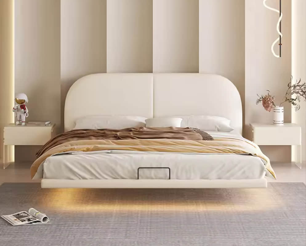 New Cream Soft Leather Bed